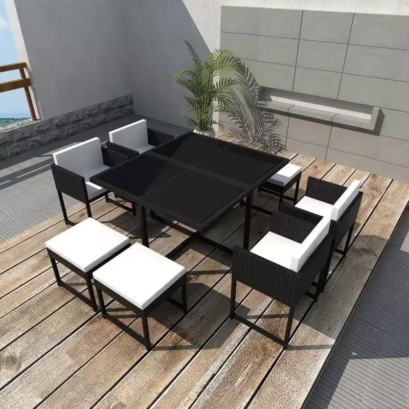 Ensemble repas de jardin vidaXL avec table et chaises d'extérieur en résine tressée