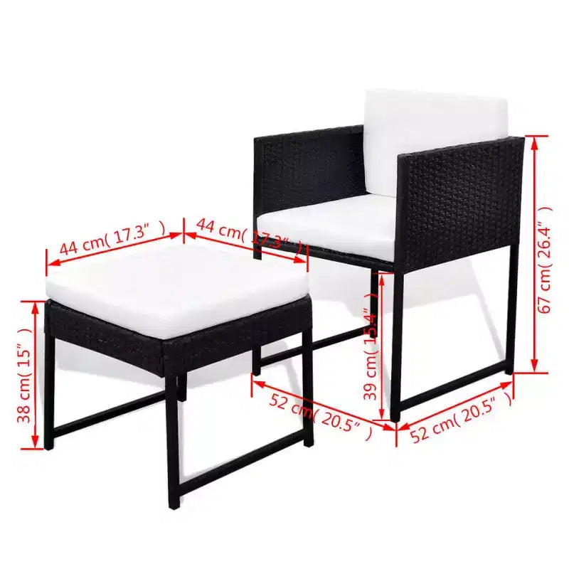 Ensemble repas de jardin vidaXL avec table et chaises d'extérieur en résine tressée
