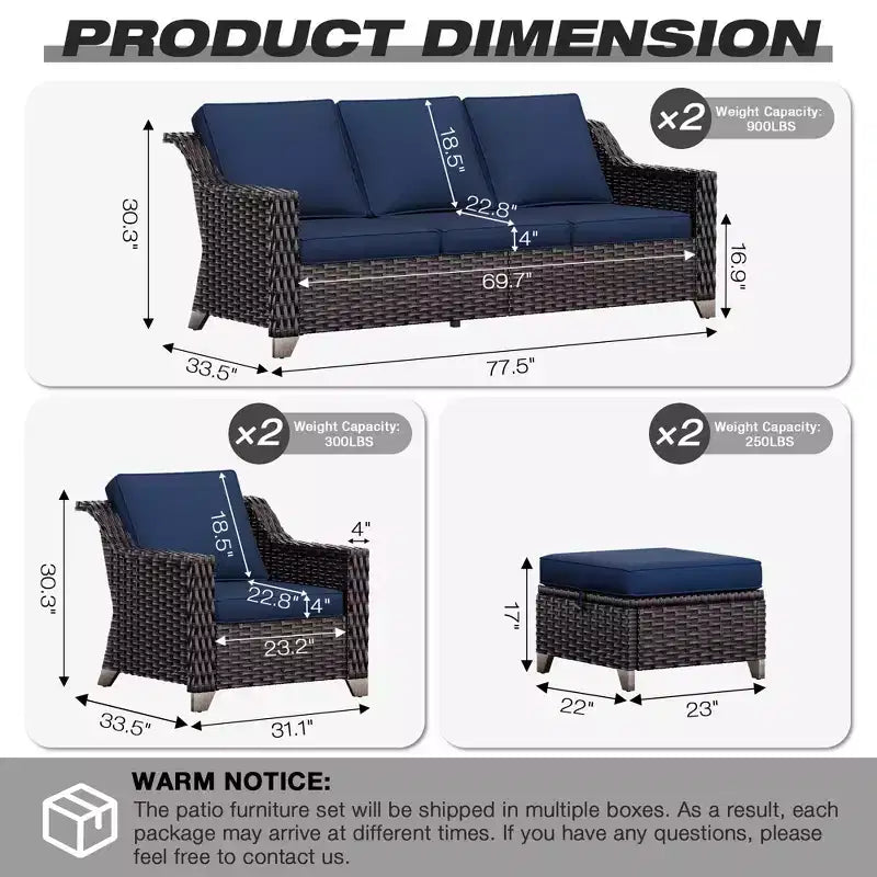 Juego de patio para exterior UPTIOT con dos sofás, sillas, otomanas y mesa con fogón para reuniones amplias