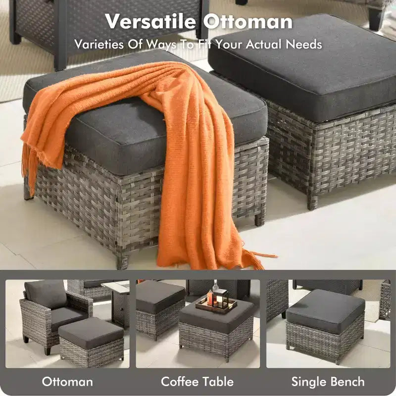 Juego de sillas para patio con brasero HOMLUX de 7 piezas, con sillas giratorias y mesa con brasero, resistente a la intemperie