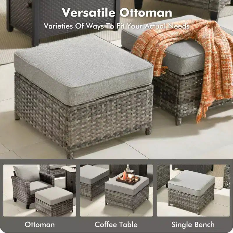 Juego de sillas para patio con brasero HOMLUX de 7 piezas, con sillas giratorias y mesa con brasero, resistente a la intemperie