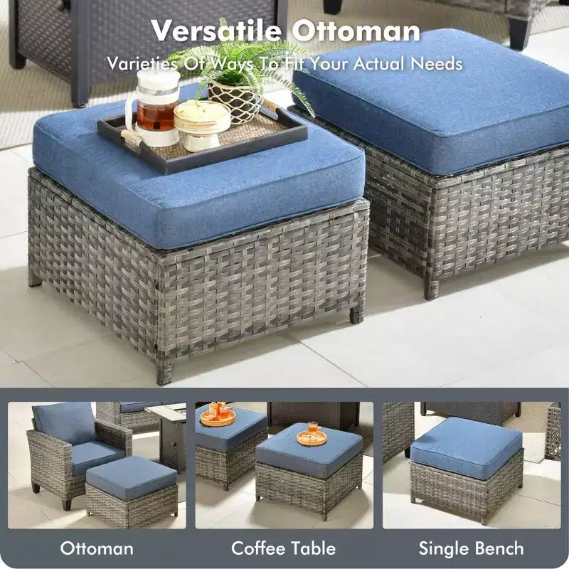 Juego de sillas para patio con brasero HOMLUX de 7 piezas, con sillas giratorias y mesa con brasero, resistente a la intemperie