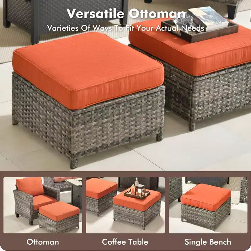 Juego de sillas para patio con brasero HOMLUX de 7 piezas, con sillas giratorias y mesa con brasero, resistente a la intemperie