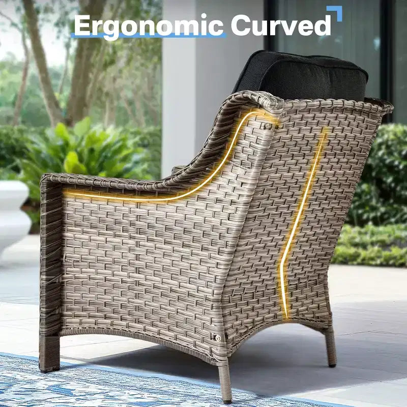 HOMLUX ensemble de conversation de patio en osier de 6 PCS avec canapé 3 places avec coussin, chaises en rotin, poufs et table basse