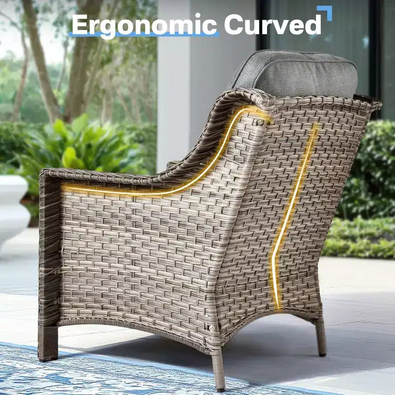 HOMLUX ensemble de conversation de patio en osier de 6 PCS avec canapé 3 places avec coussin, chaises en rotin, poufs et table basse