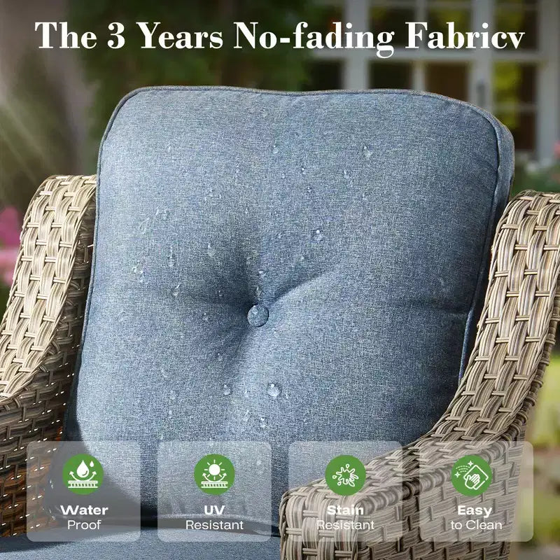 HOMLUX ensemble de conversation de patio en osier de 6 PCS avec canapé 3 places avec coussin, chaises en rotin, poufs et table basse