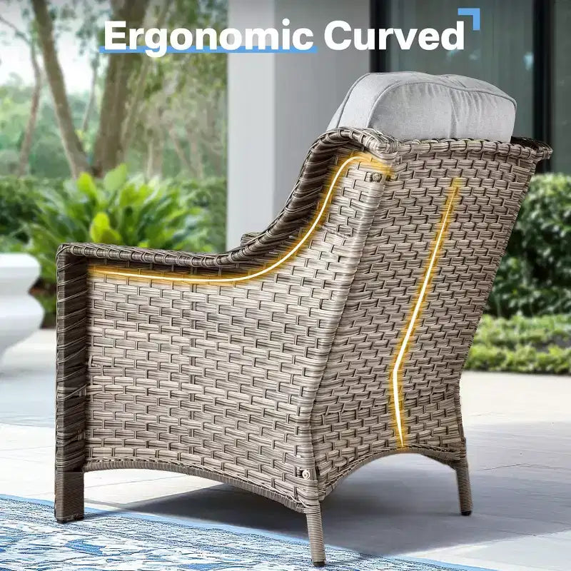 HOMLUX ensemble de conversation de patio en osier de 6 PCS avec canapé 3 places avec coussin, chaises en rotin, poufs et table basse