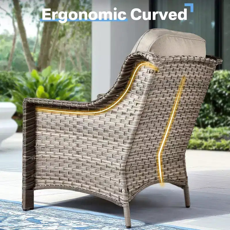 HOMLUX ensemble de conversation de patio en osier de 6 PCS avec canapé 3 places avec coussin, chaises en rotin, poufs et table basse