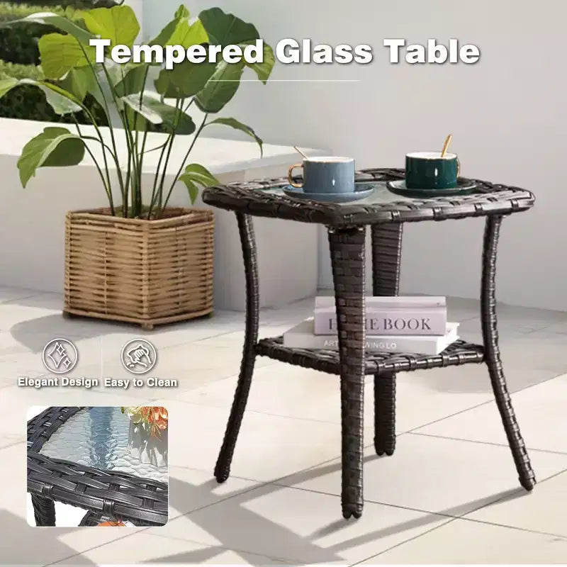Ensemble de fauteuils à bascule pivotants à 360° HOMLUX de 3 pièces pour l'extérieur, ensemble de sièges de bistrot de jardin avec table d'appoint et coussin