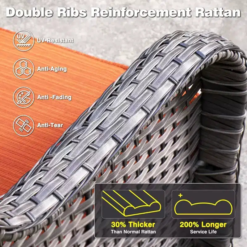 Ensemble de fauteuils à bascule pivotants à 360° HOMLUX de 3 pièces pour l'extérieur, ensemble de sièges de bistrot de jardin avec table d'appoint et coussin