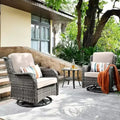 HOMLUX 3 PCS Outdoor 360Swivel Rocker Chairs Set Patio Bistro Seating Set with Side Table & Cushion