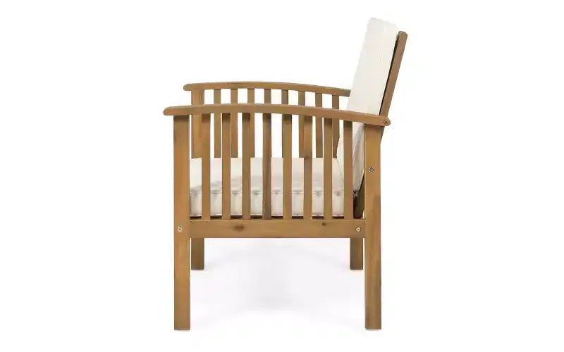 Juego de conversación para patio de 3 piezas, muebles de exterior de madera de acacia, 2 sillones club con mesa auxiliar para jardín/patio/terraza - ModernLuxe