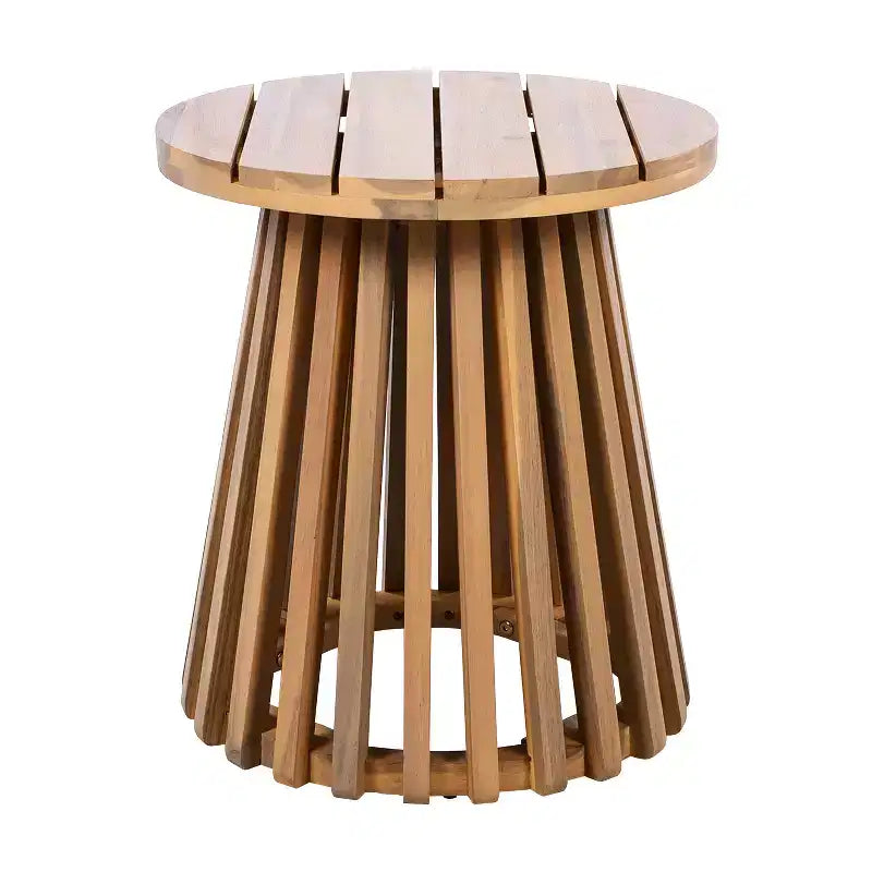 Juego de conversación para patio de 3 piezas, muebles de exterior de madera de acacia, 2 sillones club con mesa auxiliar para jardín/patio/terraza - ModernLuxe
