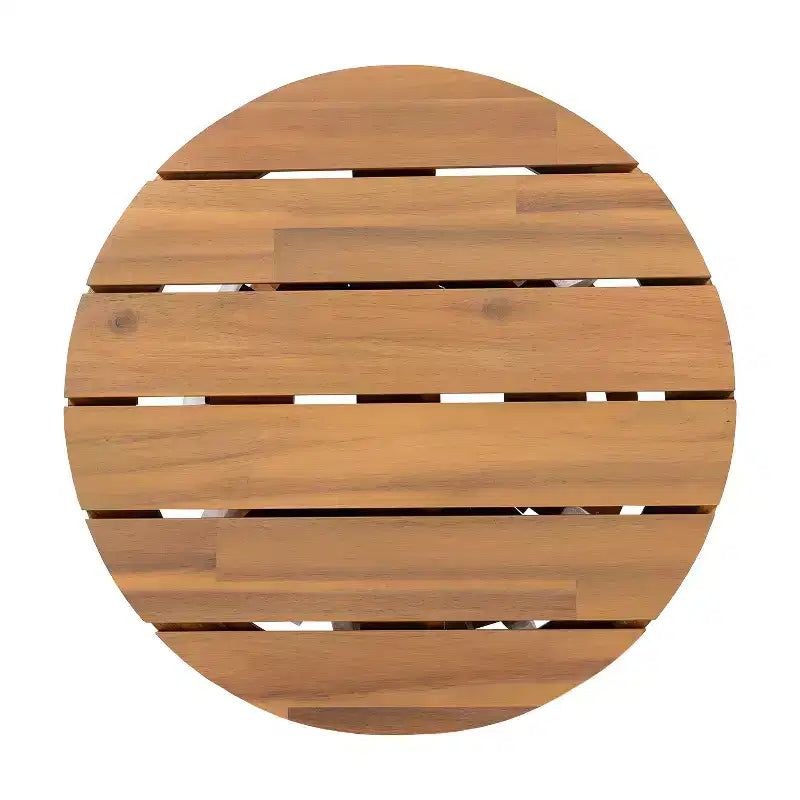 Juego de conversación para patio de 3 piezas, muebles de exterior de madera de acacia, 2 sillones club con mesa auxiliar para jardín/patio/terraza - ModernLuxe