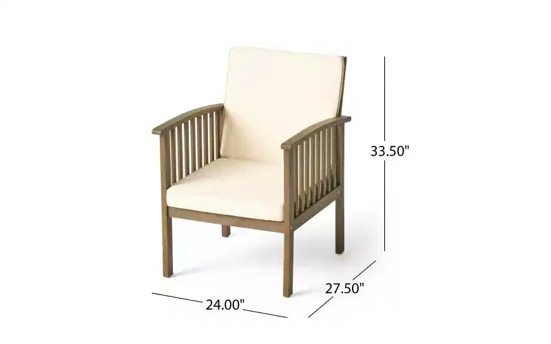 Juego de conversación para patio de 3 piezas, muebles de exterior de madera de acacia, 2 sillones club con mesa auxiliar para jardín/patio/terraza - ModernLuxe