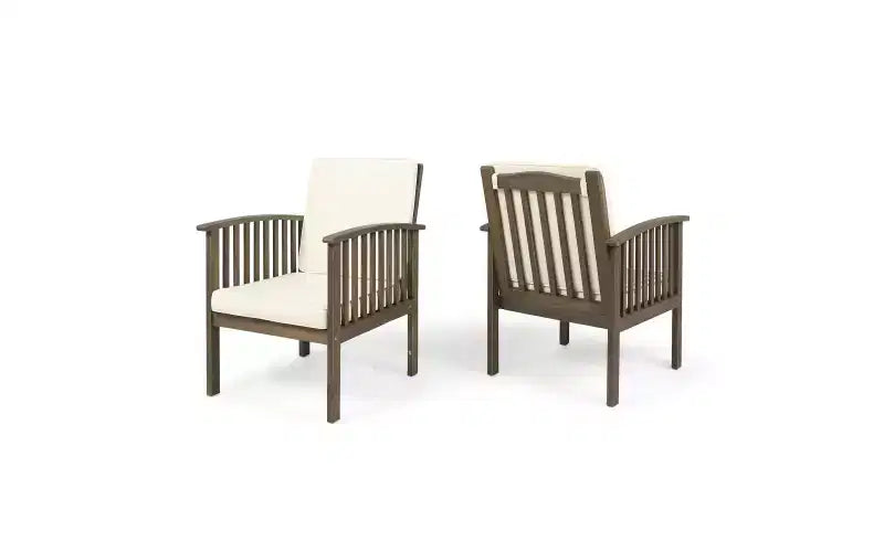 Juego de conversación para patio de 3 piezas, muebles de exterior de madera de acacia, 2 sillones club con mesa auxiliar para jardín/patio/terraza - ModernLuxe