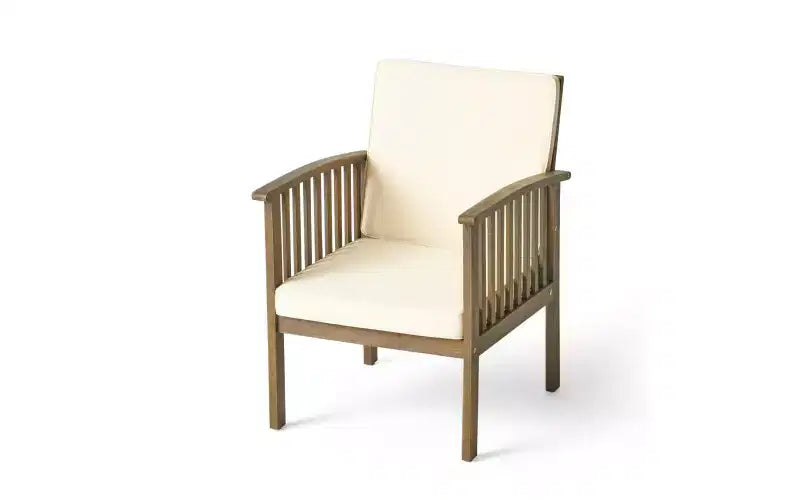 Juego de conversación para patio de 3 piezas, muebles de exterior de madera de acacia, 2 sillones club con mesa auxiliar para jardín/patio/terraza - ModernLuxe