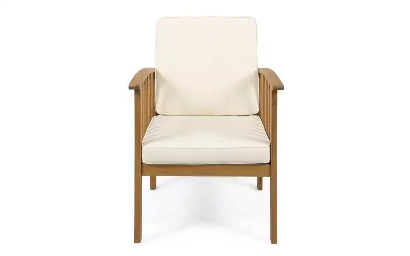 Juego de conversación para patio de 3 piezas, muebles de exterior de madera de acacia, 2 sillones club con mesa auxiliar para jardín/patio/terraza - ModernLuxe