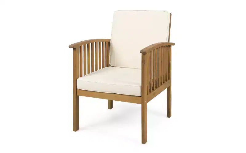 Juego de conversación para patio de 3 piezas, muebles de exterior de madera de acacia, 2 sillones club con mesa auxiliar para jardín/patio/terraza - ModernLuxe