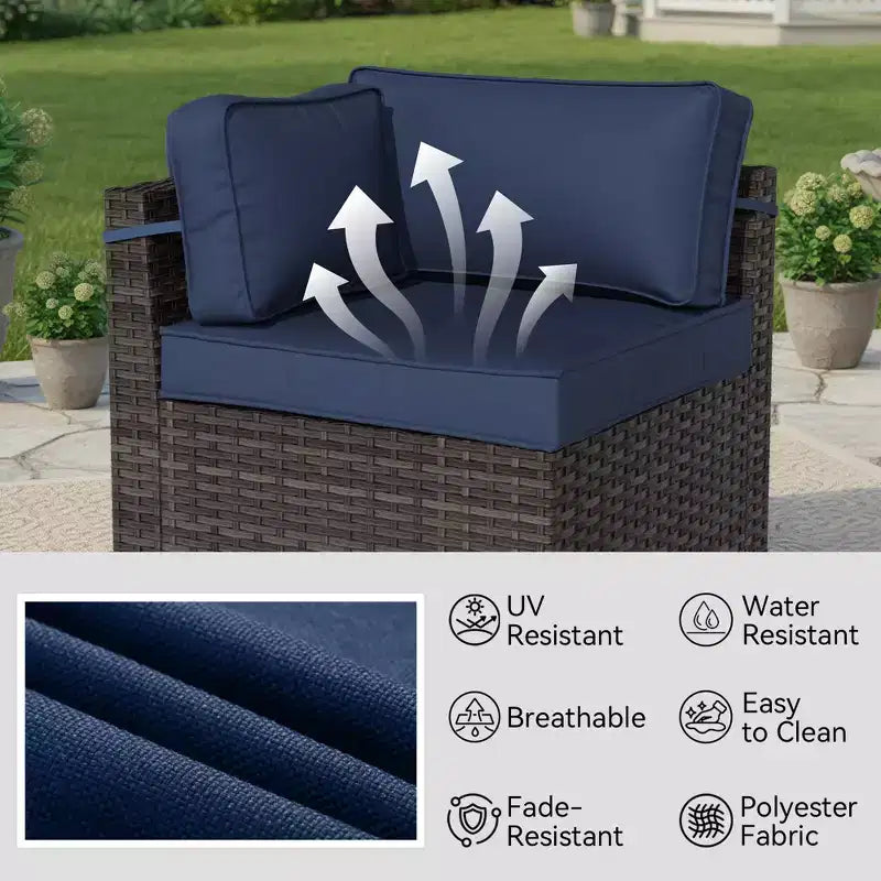 UPTIOT 5-Piece Patio Set: 2 Corner Sofas, 2 Side Chairs & Brown Fire Pit Table for Ultimate Outdoor Comfort and Entertainment
