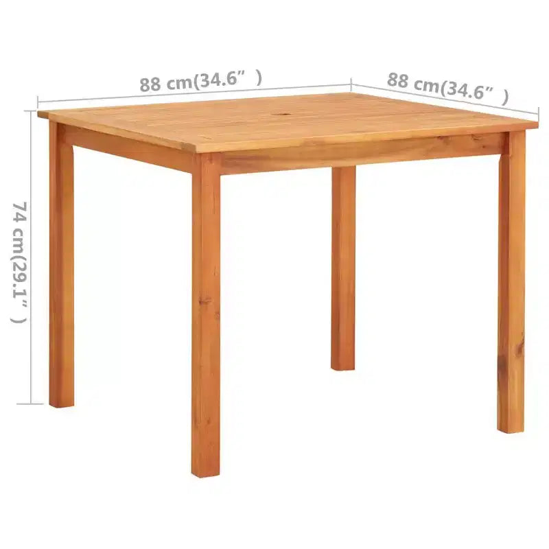 Conjunto de comedor para exteriores de 3 piezas de madera maciza de acacia vidaXL, con cojines
