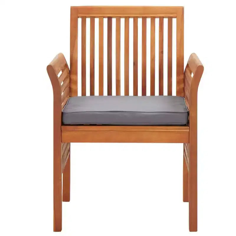 Conjunto de comedor para exteriores de 3 piezas de madera maciza de acacia vidaXL, con cojines