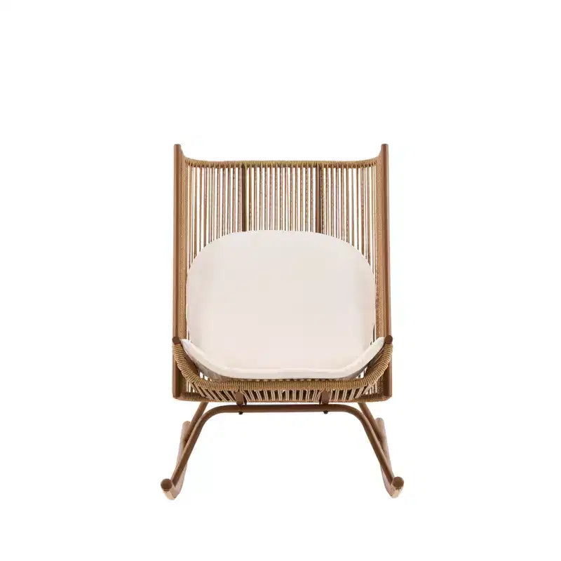 Christopher Knight Home Sunita conjunto de comedor de 3 piezas para patio, estilo rústico, con mesa de madera de acacia y mecedoras de hierro