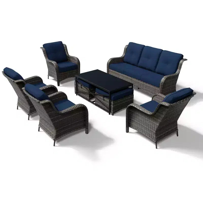 Conjunto de sofá para exteriores UPTIOT resistente a todo tipo de clima, con otomana convertible y mesa de centro