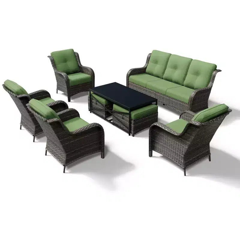 Conjunto de sofá para exteriores UPTIOT resistente a todo tipo de clima, con otomana convertible y mesa de centro