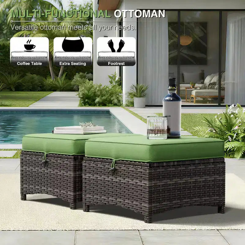 Conjunto de sofá para exteriores UPTIOT resistente a todo tipo de clima, con otomana convertible y mesa de centro