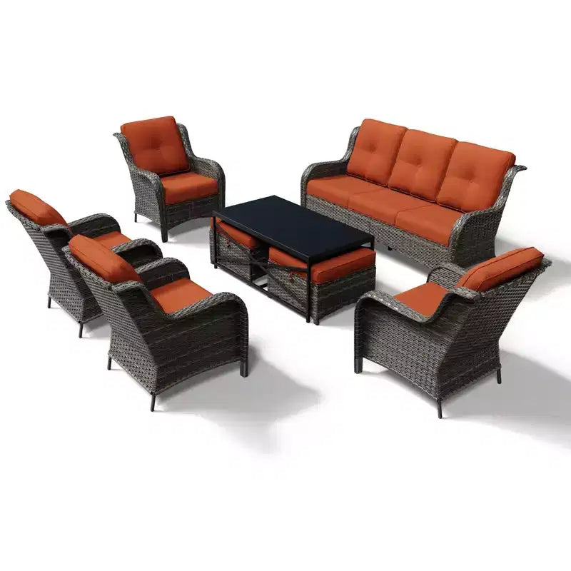 Conjunto de sofá para exteriores UPTIOT resistente a todo tipo de clima, con otomana convertible y mesa de centro