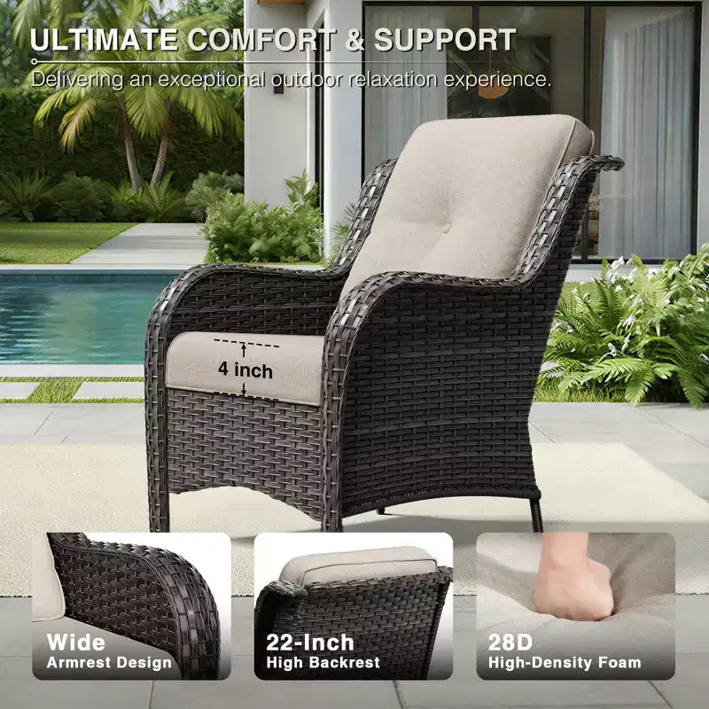 Conjunto de sofá para exteriores UPTIOT resistente a todo tipo de clima, con otomana convertible y mesa de centro