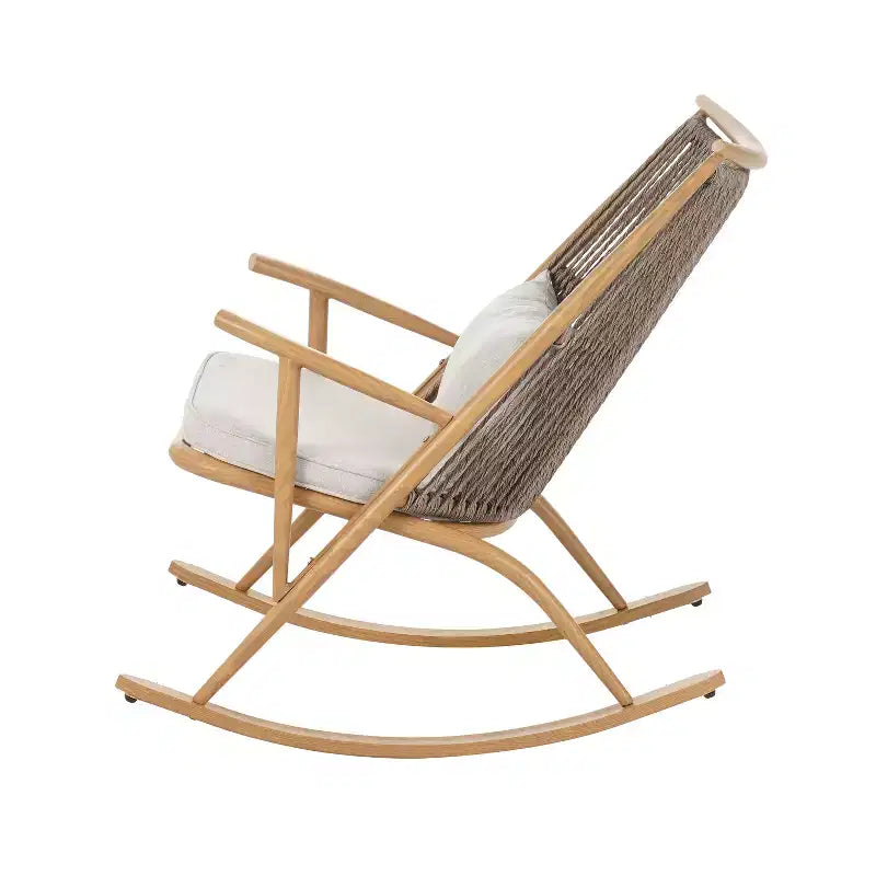 Silla mecedora de ratán para exteriores de 3 piezas Ilaria de Christopher Knight Home con mesa auxiliar de azulejos de cerámica