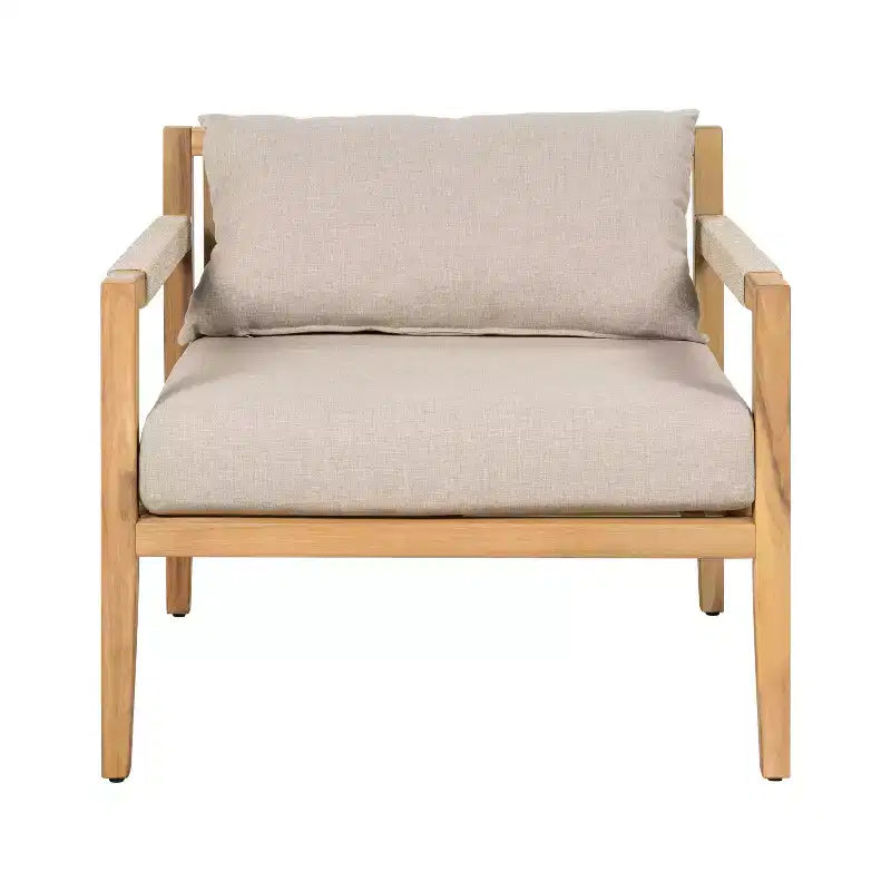 Ensemble 3 pièces Justina de Christopher Knight Home avec fauteuil de jardin en bois d'acacia et corde et table d'appoint en carreaux de céramique