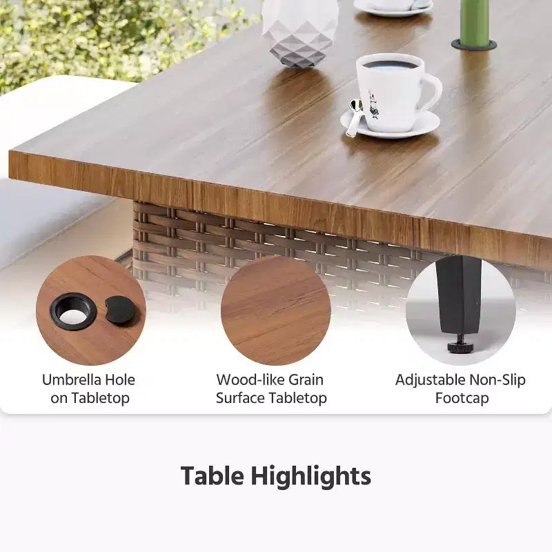 Ensemble de mobilier de terrasse extérieur LAUSAINT HOME 8 pièces, canapé modulable de conversation en résine tressée PE avec dossiers réglables, pouf de rangement