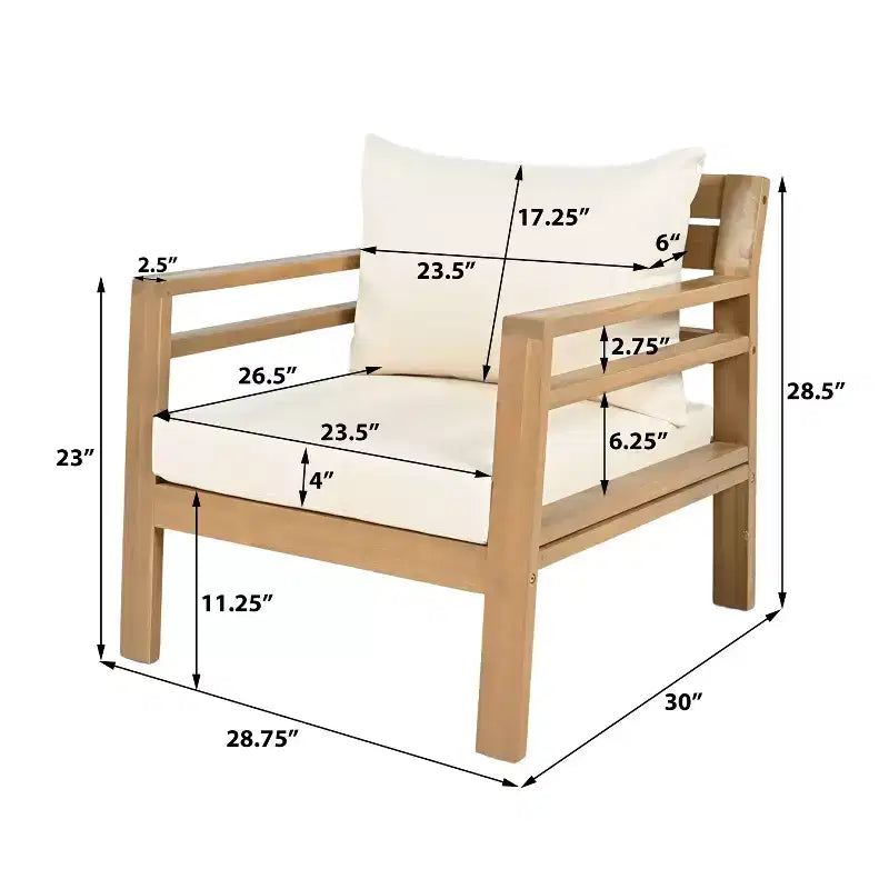 Ensemble moderne de sièges de patio Niran de Christopher Knight Home, 5 pièces, en bois d’acacia, avec dossier incurvé et coussins