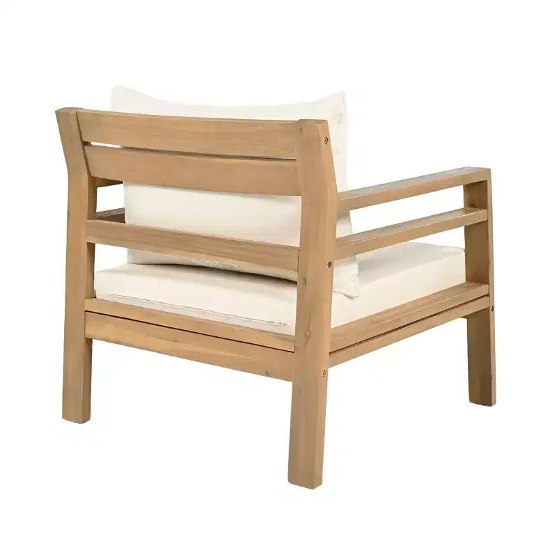 Ensemble moderne de sièges de patio Niran de Christopher Knight Home, 5 pièces, en bois d’acacia, avec dossier incurvé et coussins