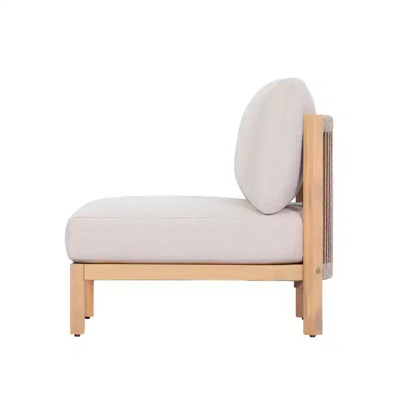 Juego moderno de asientos para patio de 4 piezas de madera de acacia Phachara de Christopher Knight Home, con diseño tejido con cuerda y cojines