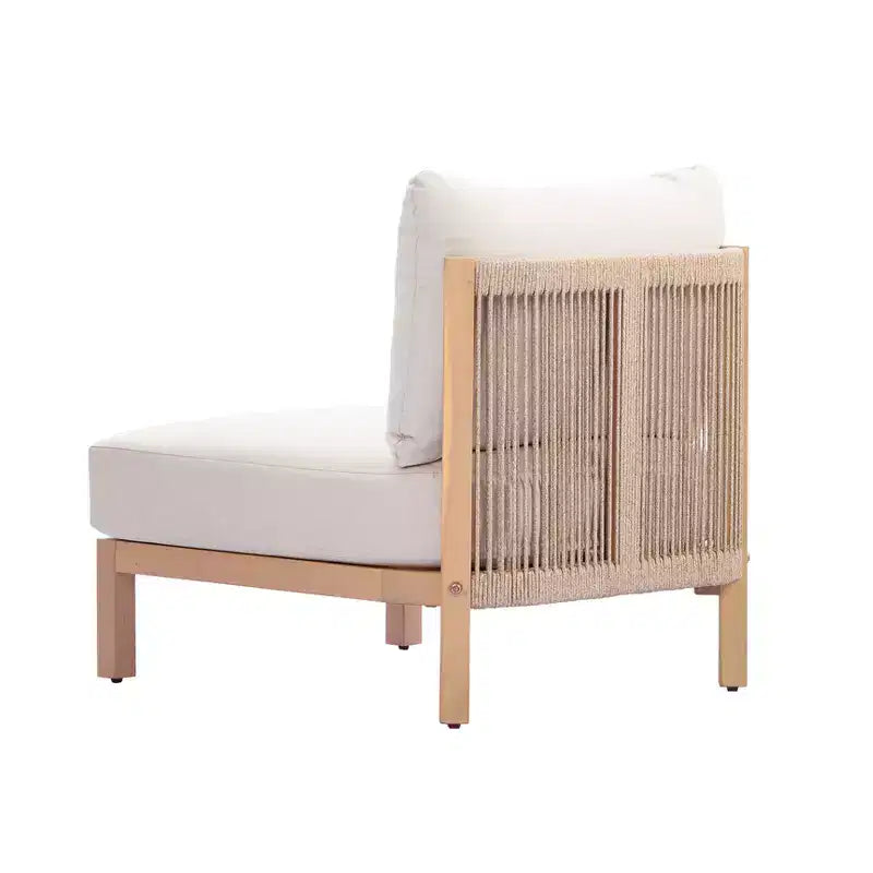 Juego moderno de asientos para patio de 4 piezas de madera de acacia Phachara de Christopher Knight Home, con diseño tejido con cuerda y cojines