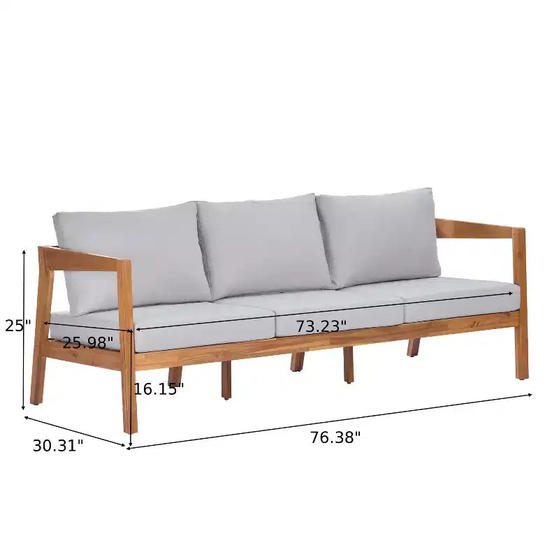 Ensemble de sièges de patio moderne Christopher Knight Home Phachara, 4 pièces, en bois d'acacia avec coussins et table à lattes