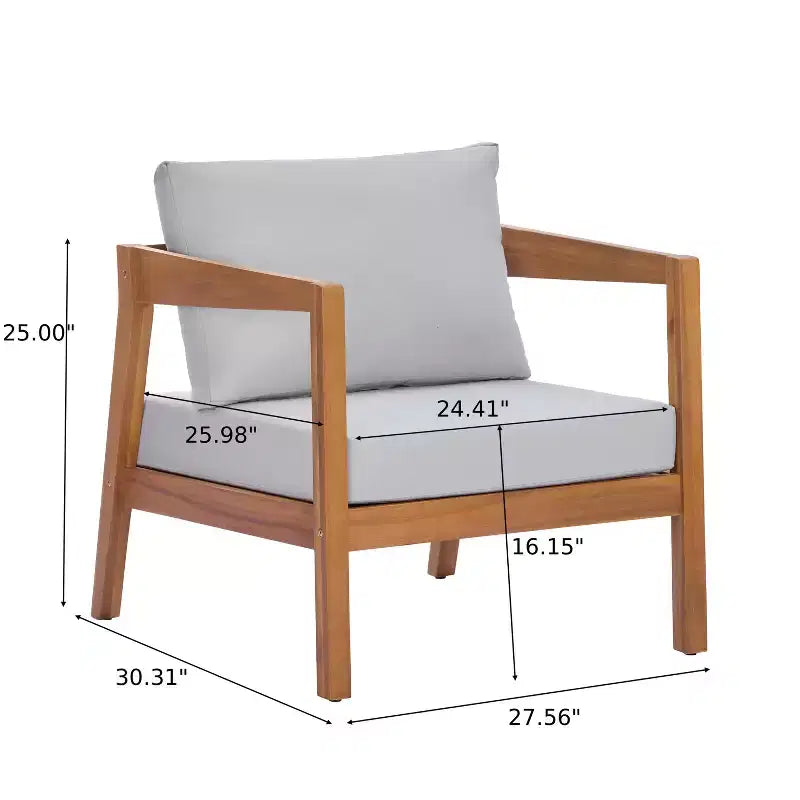Ensemble de sièges de patio moderne Christopher Knight Home Phachara, 4 pièces, en bois d'acacia avec coussins et table à lattes
