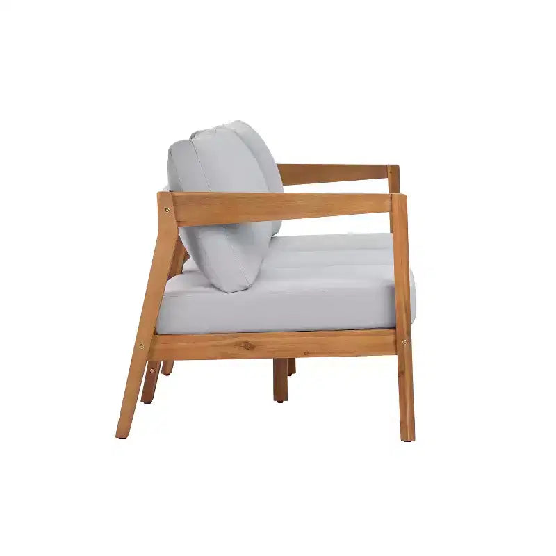 Ensemble de sièges de patio moderne Christopher Knight Home Phachara, 4 pièces, en bois d'acacia avec coussins et table à lattes