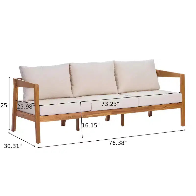 Ensemble de sièges de patio moderne Christopher Knight Home Phachara, 4 pièces, en bois d'acacia avec coussins et table à lattes