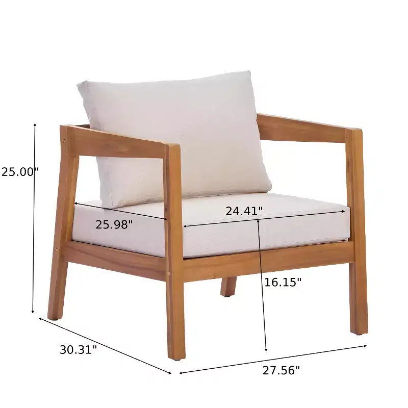 Ensemble de sièges de patio moderne Christopher Knight Home Phachara, 4 pièces, en bois d'acacia avec coussins et table à lattes