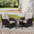 Conjunto UPTIOT de silla y mesa auxiliar de mimbre para exterior con cojines prémium de olefina para relajarse en el patio