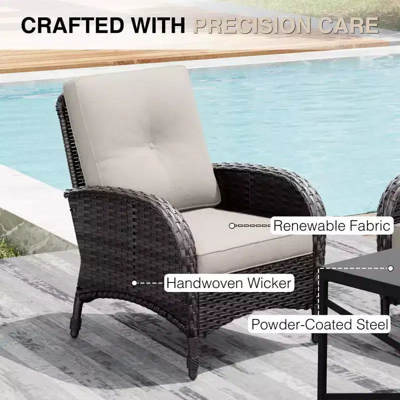 Conjunto premium de jardín para exteriores UPTIOT con mesa de centro y cojines de alta densidad para relajarse en el jardín