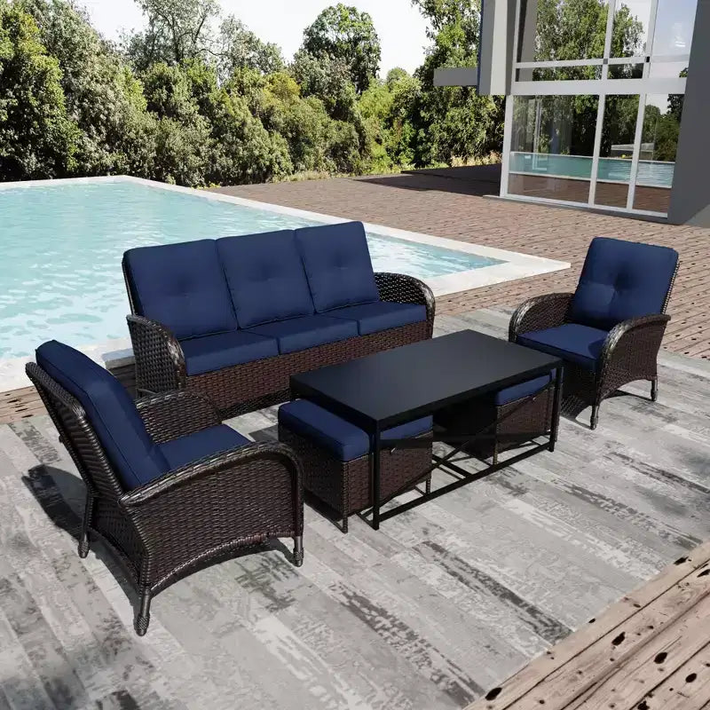 Conjunto premium de jardín para exteriores UPTIOT con mesa de centro y cojines de alta densidad para relajarse en el jardín