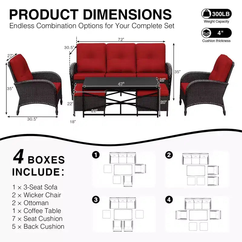 Conjunto premium de jardín para exteriores UPTIOT con mesa de centro y cojines de alta densidad para relajarse en el jardín