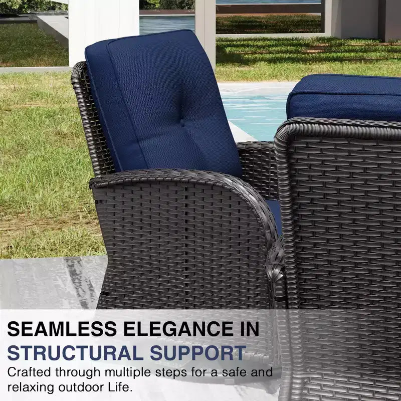 Conjunto para patio exterior UPTIOT: 2 sillones de mimbre y 2 otomanas para disfrutar de máxima comodidad y durabilidad