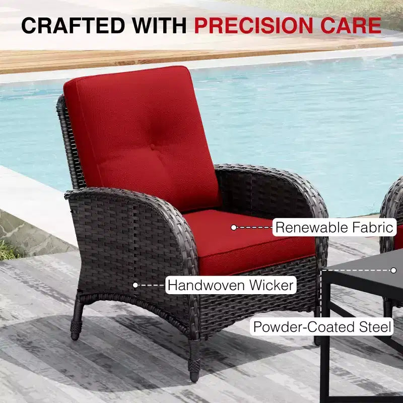 Conjunto para patio exterior UPTIOT: 2 sillones de mimbre y 2 otomanas para disfrutar de máxima comodidad y durabilidad